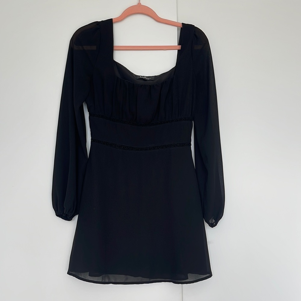 Lulu’s Black Long Sleeve Square Neck Dress
